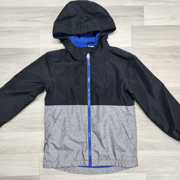 Wonder Nation Boys Jacket Black Gray Zip Up Medium Hooded - Picture 1 of 9